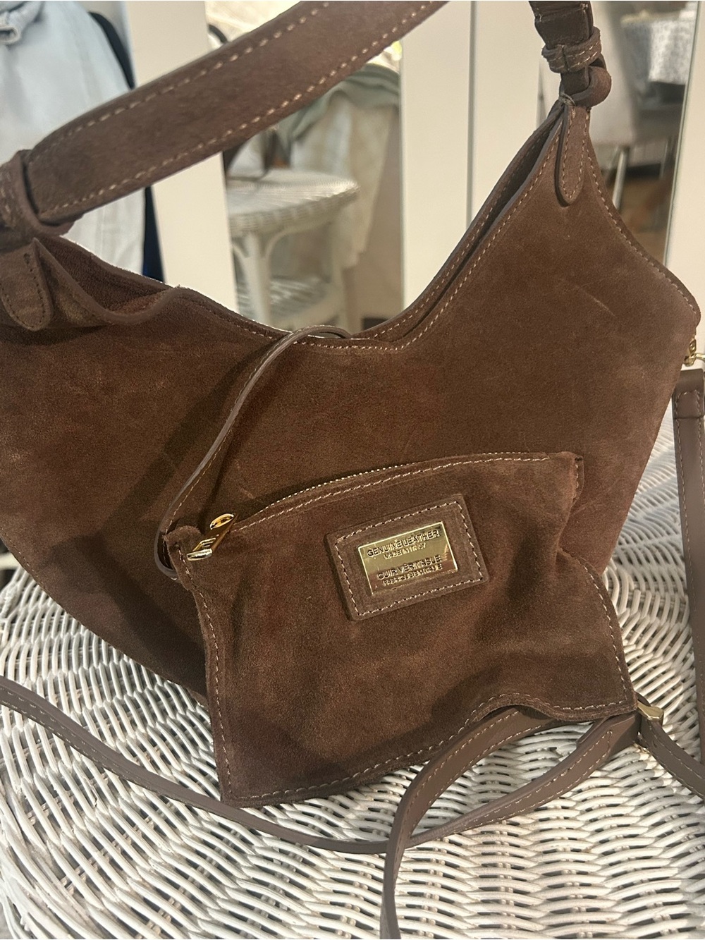 Viola Castellani Brown Suede Lotus Hobo Tote Bag - Made in Italy